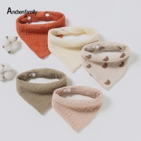 5/Pcs Feeding Drool Bibs Cotton Accessories Newborn Solid Color Snap Button Soft Triangle Towel Baby Bibs Baby Bibs