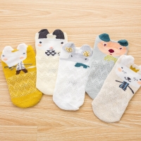 5Paris/lot New 2022 Summer Baby Socks Cute Carton Animal Breathable Mesh Boys Kids Socks Newborn Girls Soft Cotton Short Socks