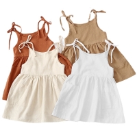 Summer Toddler Girl Dress Sleeveless Cotton Kids Beach Dress with Pocket Solid Slip Dresses for Girls Fashion Girls Clothing