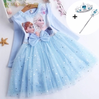 Fall Dresses for Girls Vestidos Frozen Elsa Dresses Birthday Party Long Sleeve Princess Costume Teen Children's Prom Dress