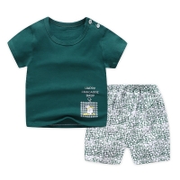 Casual Kids Clothes 2 Piece Set Clothing Green Cool Boy T-shirt + Shorts Clothing Boys Tracksuit Children Baby Clothes