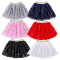 Fashion Kids Mesh Miniskirts Girls Princess Stars Glitter Dance Ballet Tutu Brand Sequin Party Girl Faldas Skirt Elastic Clothes