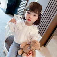 2021 Girls Cotton Blouses Embroidery Collar Shirts Sweet Girl Baby Tops Fashion Princess Children Clothes 2-10age