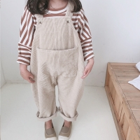 2022 New Children Toddler Boys Kids Solid Overalls Suspender Trousers Casual Corduroy Baby Bib Pants Solid Outwear 9M-5T