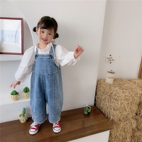 Korean style Spring Kids Children Oversized Wide Leg Denim Overalls Baby Clothes Boys Girls Loose All-match Casual Pants