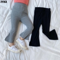 2021Children's Pants Girls' Solid  Gray And Black All-match Leggings Cotton Children's Pants Spring And Summer Boot Cut Pant
