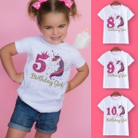 Unicorn Birthday Shirt 1-12 Birthday T-Shirt  Wild Tee Girls Party T Shirt Unicorn Theme Clothes Kids Gifts  Fashion Tops Tshirt
