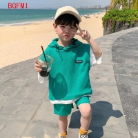 Children Clothing Sets Kids Boys Girls Clothes Short Sleeve Hooded Shirt+short Kid 2Pcs Suit Cotton 2022 Summer Baby Boy Outfit