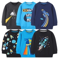 2022 Winter Clothes Boys Sweatshirt & Hoodies Cartoon Rocket Long Sleeve Bottoming Shirt for Boy Car Plane Pattern Jumper Top