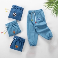 Summer Boys Mosquito Jeans Cute Pattern Design Casual Loose Pants For 12M-5T Children's Trousers Clothes Blue