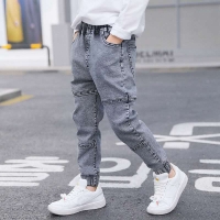 2022  Kids Boys Jeans Baby Clothes Classic Pants Children Denim Clothing Infant Boy Casual Bowboy Bottoms Trousers  4-12 Years