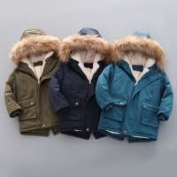 2 3 4 5 6 7 Year Winter Boys Jacket Windbreaker Keep Warm Thicken Fur Collar Girls Coat Hooded Children's Outerwear Kids Clothes