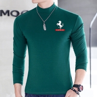 Korean Style Autumn Winter Men T-shirts Long Sleeve Turtleneck Slim Solid Men Tops Tees