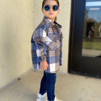 Fashion Baby Girl Boy Plaid Shirt Jacket Cotton Child Shirt Thick Wool Loose Outfit Winter Spring Fall Baby Casual Clothes 3-14Y