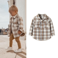 FOCUSNORM Autumn Causal Baby Boys Girl’s Lapel Shirt Outfits 2-7Y Long Sleeves Plaid Printed Single-breasted Jacket
