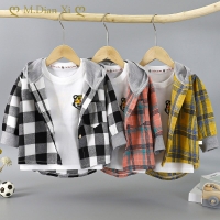 Spring and Autumn Boys' Cotton Shirt Long Sleeve Baby Top Children's Wear Children's Thin Shirt Plaid for Boys and Girls Shirt