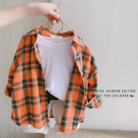 Spring 100% Cotton Casual Plaid Blouse Summer Striped Shirt Korean Baby Long Sleeve Tops Boys Shirts School Girls Blouses