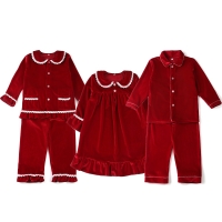 Wholesale 2022 Baby Kids Boys And Girls Sibling Pyjamas Family Matching Pajamas Children Red Christmas Velvet PJS