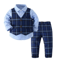 Kids Boy Gentleman Clothing Set Long Sleeve Shirt+Waistcoat+Pants Toddler Boy Outfits for Wedding Party Dress Outfits
