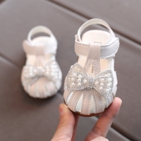 Summer Baby Girls Shoes 2022 New Children Princess Bow Casual Leather Kids Shoes White Pink Breathable Non-slip