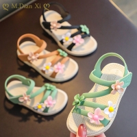 Summer Little Girls Sandals  2021 New Flower Simple Cute Pink Green Children Sandals Toddler Baby Soft Casual School Girl Shoes