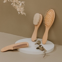 Baby Natural Wooden Boys Girls Soft Wool Hair Brush Head Comb Infant Head Massager Portable Bath Brush Comb For Kids
