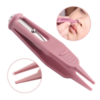 Baby Dig Booger Clip Infants Clean Ear Nose Navel Safety Tweezers Safe Forceps Cleaning Supplies Safety Forceps with LED Light