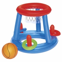 Inflatable Ring Toss Game Toys 1 Basketball Hoop 1 Basketball and 3 Rings for Kids Adults Swimming Pool Beach Party Supplies