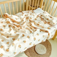 Newborn Baby Blanket 4 Layer Muslin Cotton Animal Bear Dots Kids Sleeping Swaddle Wrap Bedding Accessories Baby Quilts 110*135cm