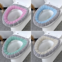 O-shape Winter Warm Toilet Seat Cover Closestool Mat 1Pcs Washable Bathroom Accessories Knitting Pure Color Soft Pad Toilet Seat