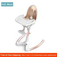 Hot Mom 360°Rotate Baby High Chair,Adjustable Seat Height&Angle Eating Chair with foot rest,Removable Tray,PU Leather Cushion