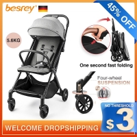 Besrey Baby Stroller Lightweight 1 Click Fold Pram for Kids Infant Trolley For Newborn from 0 to 3 Years Old