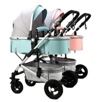 2021 Twin baby stroller high landscape can sit and lie folding shock absorber two-way baby newborn baby stroller