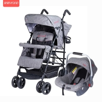 2022 twin stroller multi-function double large child baby stroller kinderwagon lightweight folding can sit and lie with car seat
