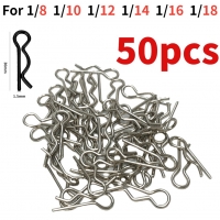 50 Metal R Clips for RC Car Body Shell - 1/8, 1/10, 1/12, 1/14, 1/16, and 1/18 Scale - Buggy, Truck and Toy Accessories