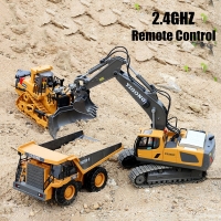 Remote Control Construction Vehicle Toy Set for Kids - Excavator, Dump Truck, Bulldozer & Electric Car - Perfect Gift for Boys