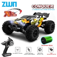 ZWN 1:16 4WD RC Car - 70km/h or 50km/h Speed, LED Remote Control, Drift Monster Truck for Kids, WLtoys 144001 Toy Alternative