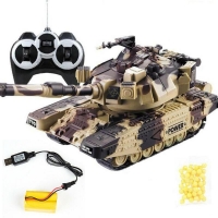 RC Battle Tank - Large Interactive Military Vehicle with Shooting Bullets and Remote Control for Kids.