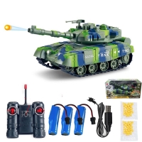 RC Battle Tank with BB Bullet Shooting & Remote Control, USB Rechargeable with LED & Sound Effects - Perfect Military War Game Electronic Car for Boys