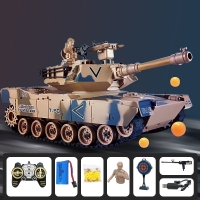 Electronic RC Tank with Rotating Turret, Shooting Capabilities, LED Lights and Remote Control - Great Birthday Gift for Kids