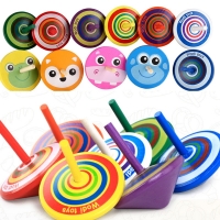 Colorful Wooden Spinning Gyro Toy Set for Kids and Adults - Pack of 10 Pine Cone Shaped Stress Relief Toys for Desk and Educational Games