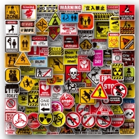 Cartoon Warning Stickers - Pack of 10/30/50/100 for Skateboards, Guitars, Motorcycles, Cars and Toys