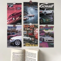 JDM Racing Posters Set of 10 - Wall Stickers for Car Enthusiasts, DIY Home Decoration and Graffiti - 10x15cm