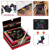 Rainbow Scratch Mini Notes with Stylus and Drawing Stencils - 100/10 pcs - Fun Drawing Toy and Craft Gift for Kids