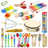 “Early Educational Wooden Musical Toys Set: Xylophone, Harmonica, Maracas, Rattle, Flute, Drum, Castanets, Kazoo for Children”