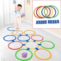 Kids Outdoor Lattice Jump Ring Set with 10 Hoops & Connectors for Fun Sport Training at Park