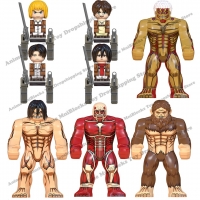 Attack on Titan Mini Action Figure Building Blocks- Eren, Armin, Levi, and Mikasa Dolls - Compatible with WM6148 Blocks.