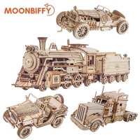 Wooden Train Model Building Kits - 3D Puzzle Toy for Children, Kids Birthday Gift