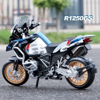 BMW R1250GS Adventure Diecast Motorcycle Model Toy with Sound and Light, Off-Road Collection Vehicle.