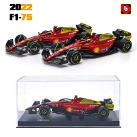 Bburago 1:43 Ferrari F1-75 Die-cast Model Car Toy, Leclerc 16#, Sainz 55#, Giallo Modena, 75th Anniversary Edition